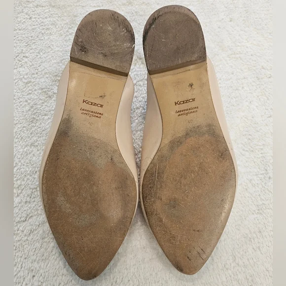 Beige Tassel Leather Mules Size 9 Tan Neutral Business Casual Minimalist Work - Picture 3 of 14